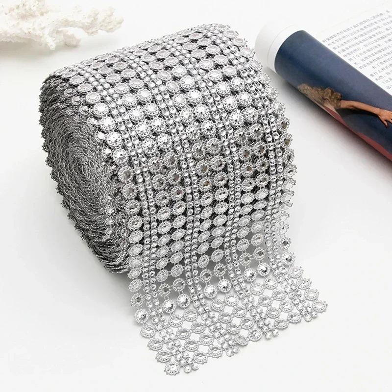 Hotfix Rhinestone Sheet - 1 ярд, 16 рядов, кристальная Алмазная