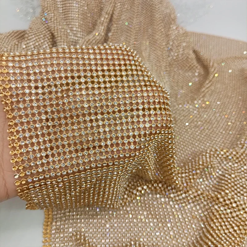 Crystal Mesh Fabric - 45x120 см блестящая золотая основа со