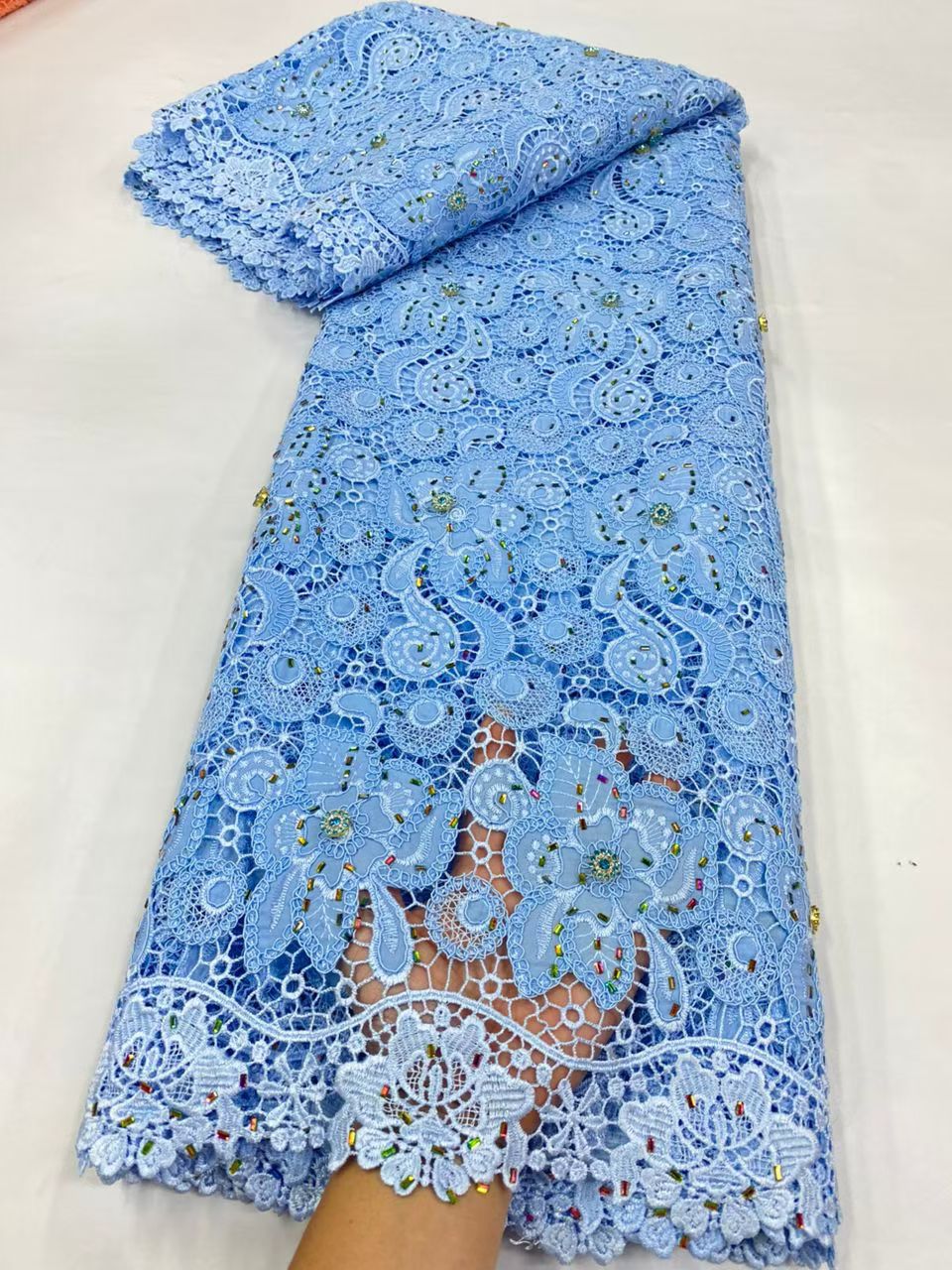 Crystal Mesh Fabric - Новейшая гипюровая кружевная ткань с цветными